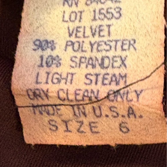 VTG K C Spencer New York Ruby Velvet Long Sleeve Scoop Neck Women’s Dress Size 6 - Picture 5 of 10